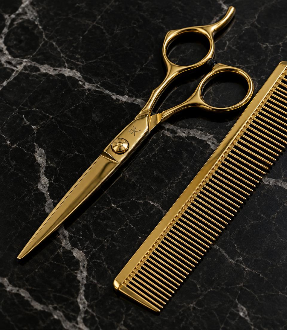 Gold salon scissors